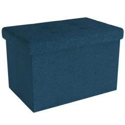 INTIRILIFE Sittpuffar>hopfällbar sittpuff 49x30x30 cm i OCEAN BLUE - Kubsits med förvaringsutrymme och tygöverdrag med ihålig
