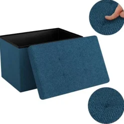 INTIRILIFE Sittpuffar>hopfällbar sittpuff 49x30x30 cm i OCEAN BLUE - Kubsits med förvaringsutrymme och tygöverdrag med ihålig