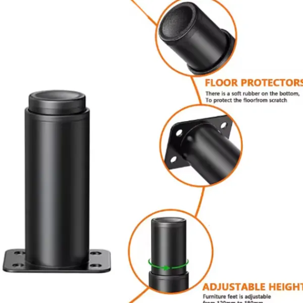 ATELA Sängar>Justerbara ben för möbler,Set med 4 starka justerbara möbelben i metall 180 - 300mm