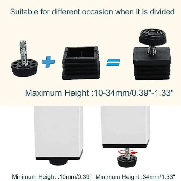 unbranded Stolar>Justerbara Möbelfötter 25 X 25mm Kvadratisk Insats 4 Set