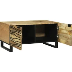 vidaXL Sideboards>Kaffeebord Brun och svart 80 x 50 x 40 cm Massivt akaciaträ