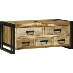 vidaXL Byråer>Kaffeebord med låda Brun 90 x 50 x 38 cm Massivt mangoträ