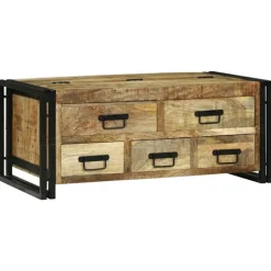 vidaXL Byråer>Kaffeebord med låda Brun 90 x 50 x 38 cm Massivt mangoträ