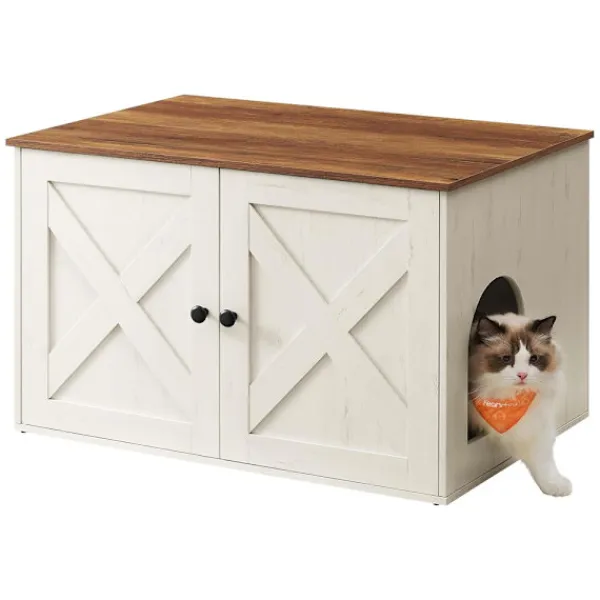 Feandrea Soffbord>Kattlåda i trä - Vit/Brun