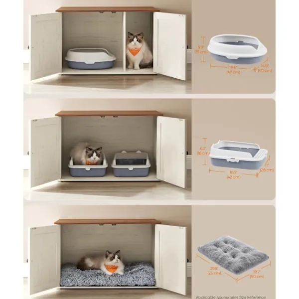 Feandrea Soffbord>Kattlåda i trä - Vit/Brun