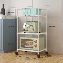 INF Köksö>Kök Förvaringshylla - Tre Lager - Praktisk och Flyttbar, Multifunktionell Hylla för Hemmet, Vit Metall, 99.5x36x43 cm