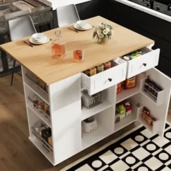 Köksö>Köksö med avtagbara partitioner, snackhållare & vinglasställ, köksskåp med arbetsyta, vit