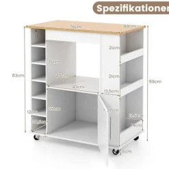 B2X Köksö>Köksö med förvaringsutrymme & handdukshållare bambu tallrik vinställ vit