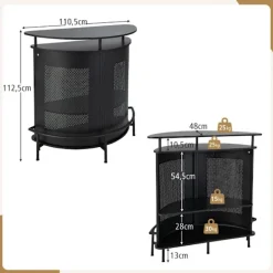 Northio Köksö>Köksbarbord med förvaringsutrymme & fotstöd & justerbara fötter köksbänk bänkstång svart