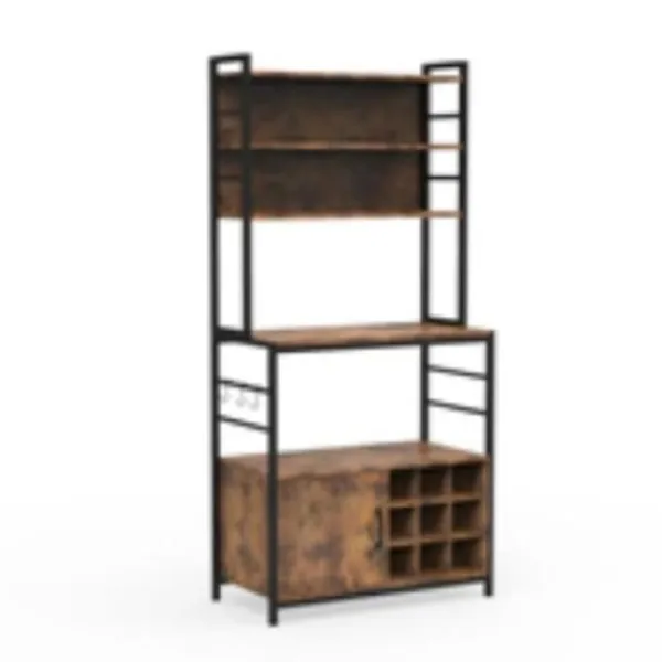 COSTWAY Sideboards>Köksbuffé med eluttag , vinflaskshållare, metallram, för vardagsrum och sovrum,