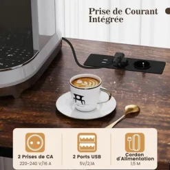 COSTWAY Sideboards>Köksbuffé med eluttag , vinflaskshållare, metallram, för vardagsrum och sovrum,