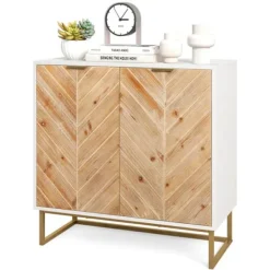 COSTWAY Sideboards>Köksskänk 80 x 40 x 80 cm , Dörrar, Metallfötter, Förvaringsenhet för Vardagsrum Matsal Entré, Vit