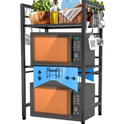 BellaFurn Hyllor>Köksställ - lagringsställ - flexibelt förvaringsutrymme - enkel montering | Färg: Svart | Storlek: 3-steg