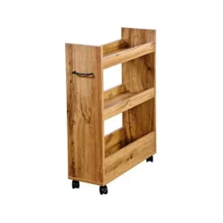 AC-DÉCO Köksö>Köksvagn i trä med 3 hyllor - Brun - H 78 cm