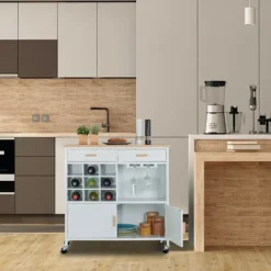 Northix Köksö>Köksvagn med vinställ