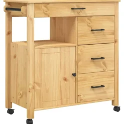 vidaXL Köksö>Köksvagn MONZA 84x40x88,5 cm massivt furu