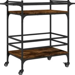 vidaXL Köksö>Köksvagn rökfärgad ek 82x40x78,5 cm konstruerat trä