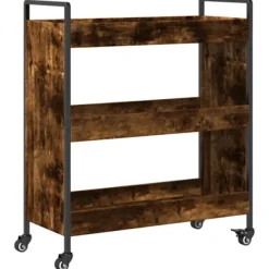 vidaXL Köksö>Köksvagn rökfärgad ek 70x30x82 cm konstruerat trä