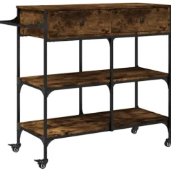 vidaXL Köksö>Köksvagn rökfärgad ek 105x42x95 cm konstruerat trä