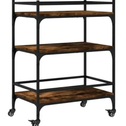 vidaXL Köksö>Köksvagn rökfärgad ek 65x40x86,5 cm konstruerat trä