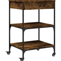 vidaXL Köksö>Köksvagn rökfärgad ek 60x48x89,5 cm konstruerat trä