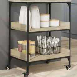 vidaXL Köksö>Köksvagn sonoma-ek 60x41x80,5 cm konstruerat trä