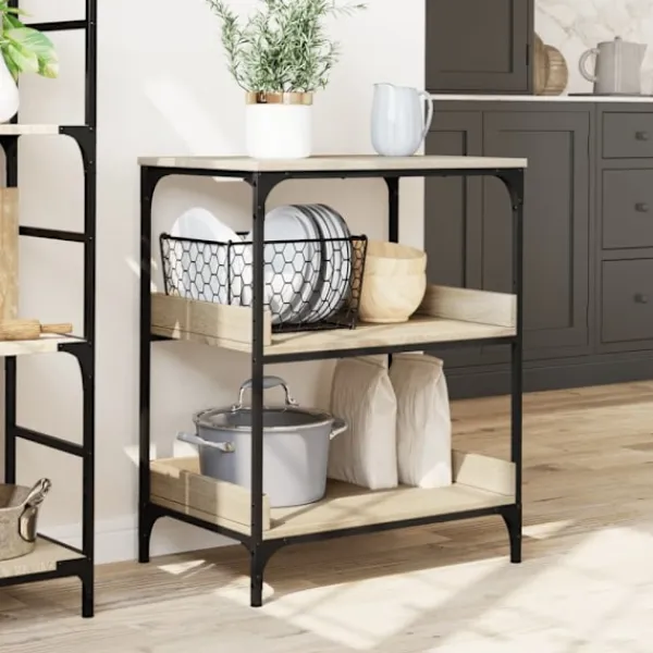 vidaXL Köksö>Köksvagn sonoma-ek 60x41x80,5 cm konstruerat trä