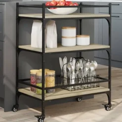 vidaXL Köksö>Köksvagn sonoma-ek 65x40x86,5 cm konstruerat trä