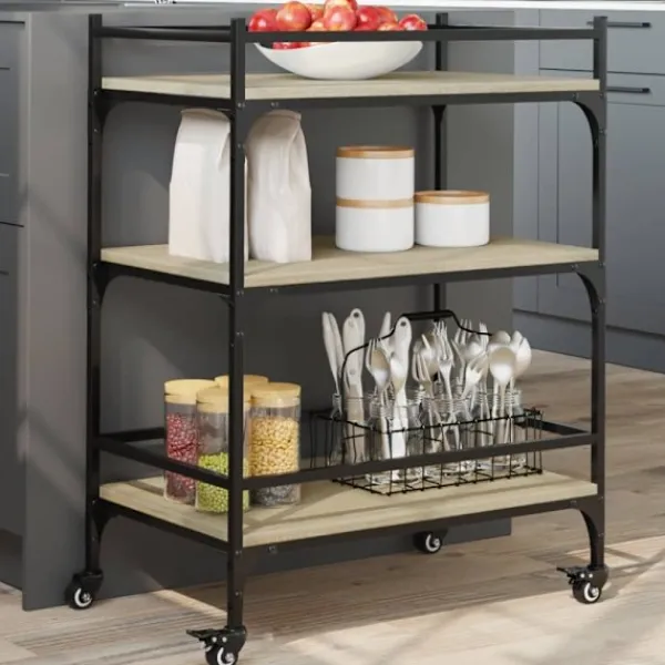 vidaXL Köksö>Köksvagn sonoma-ek 65x40x86,5 cm konstruerat trä