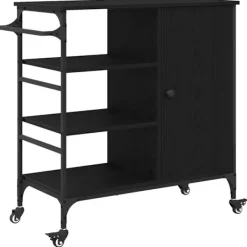 vidaXL Köksö>Köksvagn Svart Ek 87.5 x 39 x 84.5 cm Konstruerat trä