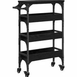 vidaXL Köksö>Köksvagn Svart Ek 53 x 20 x 76 cm Konstruerat trä