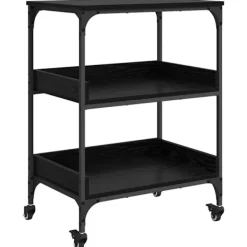 vidaXL Köksö>Köksvagn Svart Ek 60 x 41 x 80.5 cm Konstruerat trä