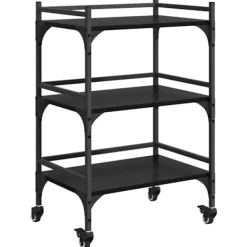 vidaXL Köksö>Köksvagn Svart Ek 50 x 35 x 75.5 cm Konstruerat trä