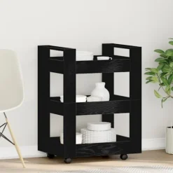 vidaXL Köksö>Köksvagn Svart Ek 60 x 45 x 80 cm Konstruerat trä