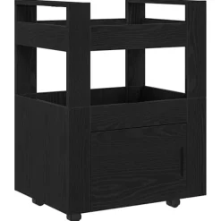 vidaXL Köksö>Köksvagn Svart ek 60 x 45 x 80 cm Konstruerat trä