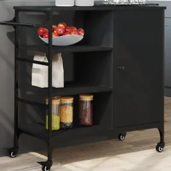 vidaXL Köksö>Köksvagn svart 87,5x38,5x84,5 cm konstruerat trä