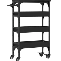 vidaXL Köksö>Köksvagn svart 53x20x76 cm konstruerat trä