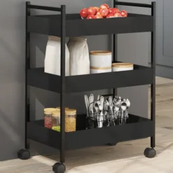 vidaXL Köksö>Köksvagn svart 50x30x70 cm konstruerat trä