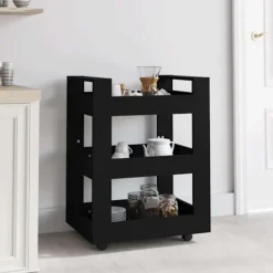 vidaXL Köksö>Köksvagn svart 60x45x80 cm konstruerat trä