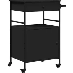 vidaXL Köksö>Köksvagn svart 56x43x89,5 cm konstruerat trä