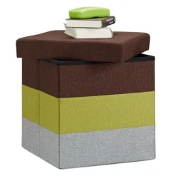 B2X Pallar>Klädd pall med färgglada ränder