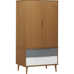 vidaXL Skåp>Klädskåp MOLDE brun 90x55x175 cm massiv furu
