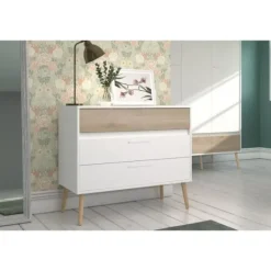 PARISOT Byråer>Kommod - AALBORG - 3 lådor - Vit - Skandinavisk stil - 90,8 x 40 x 77,5 -