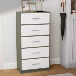 AKTIVE Byråer>Kommod - AKTIV - 58x30x112 cm - 5 lådor - MDF trä - Modern design