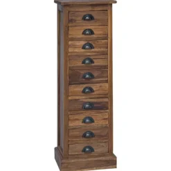 vidaXL Byråer>Kommode med låda Brun 35 x 30 x 110 cm Massivt teakträ