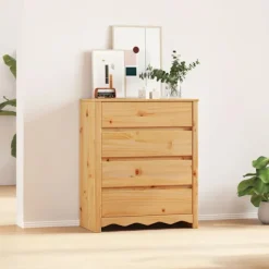 vidaXL Byråer>Kommode med låda Drammen Ek 76,5 x 40 x 91 cm Massivt tallträ