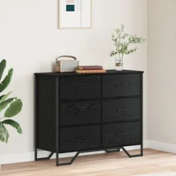 vidaXL Byråer>Kommode med låda med lagring 2 pcs Svart Ek 91 x 35,5 x 74,5 cm