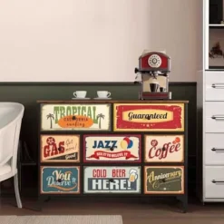 AKTIVE Byråer>Kommodesk - AKTIV - Vintage - 8 Lådor - 103x30x77 cm - Svart Metall