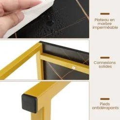 COSTWAY Småbord>Konsolbord -- Marmortryck - 120 x 32 x 89 CM - Svart metallram Modern ingångsmöbler