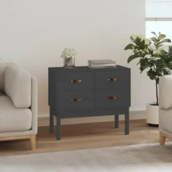 vidaXL Byråer>Konsolbord grå 90x40x78 cm massiv furu